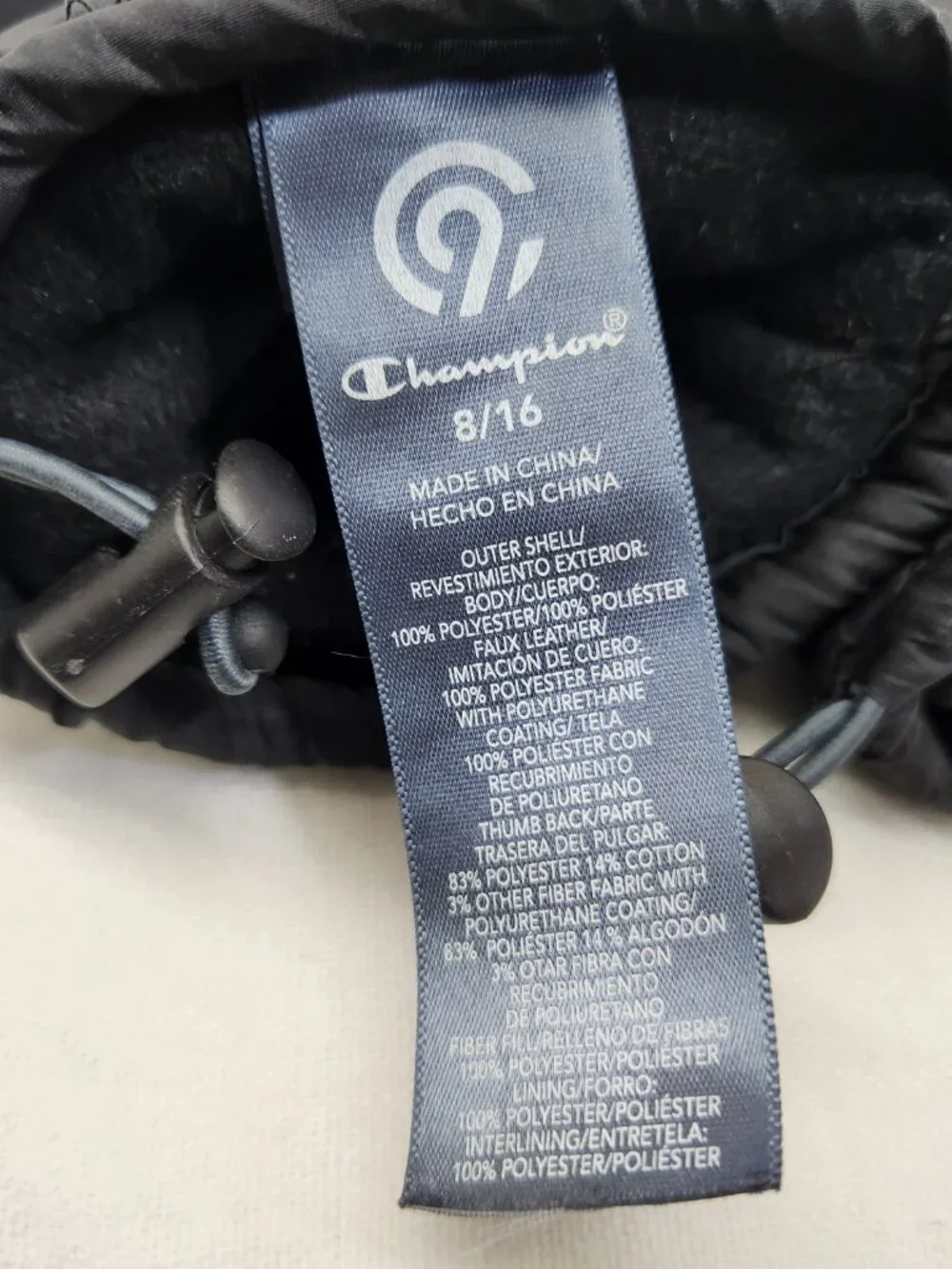 Champion Youth 8/16 Black Winter Gloves Fleece Lined